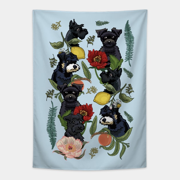 Botanical and Black Schnauzer Tapestry by huebucket