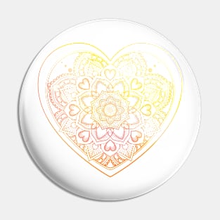 Mandala Heart and Sunrise Colors Zentangle Patterns Pin