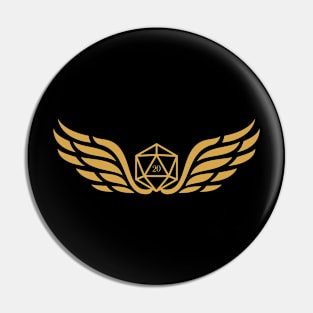 Golden Polyhedral D20 Dice Emblem Pin