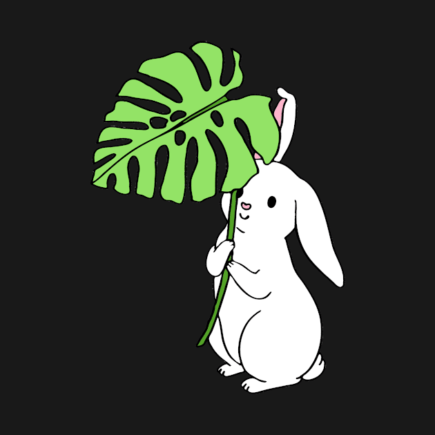 Monstera Leaf Bunny I by natelledrawsstuff