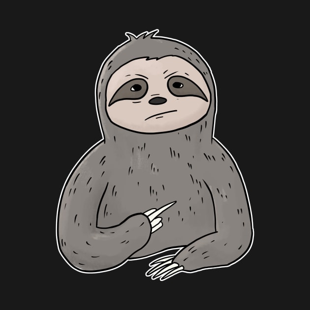 Grumpy Sloth Holding Middle Finger by Mesyo