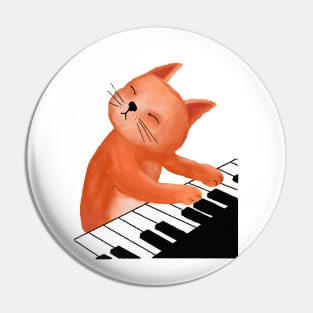 Cat playing piano Pin