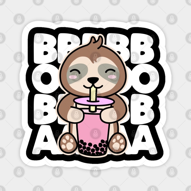 Sloth Drinking Boba Cute Kawaii Bubble Tea Dark Magnet by DetourShirts