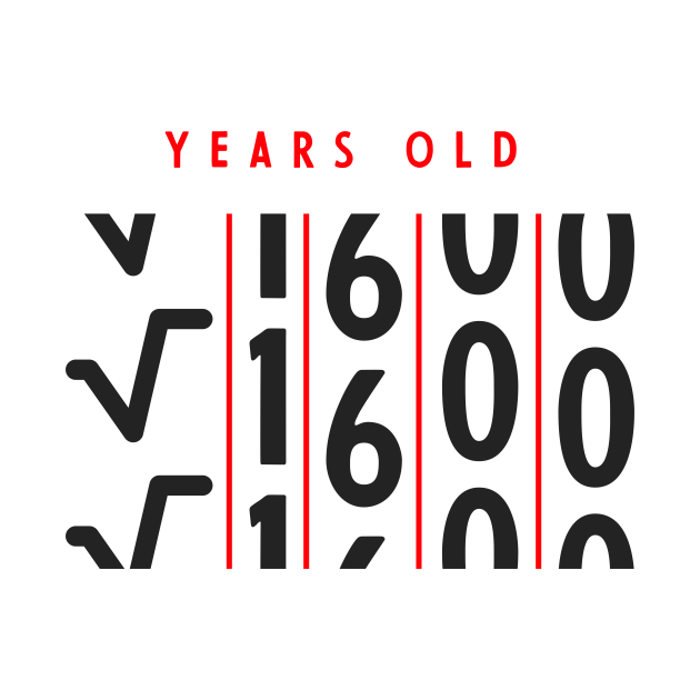 40th Birthday Square Root 40 Years Old Math 40th Birthday Square Root