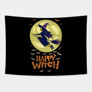 Happy witch flying on a broomstick Tapestry