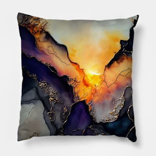 Sunset Shine - Abstract Alcohol Ink Resin Art Pillow