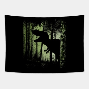 T-Rex Shadow in Twilight Forest Tyrannosaurus Silhouette Tapestry