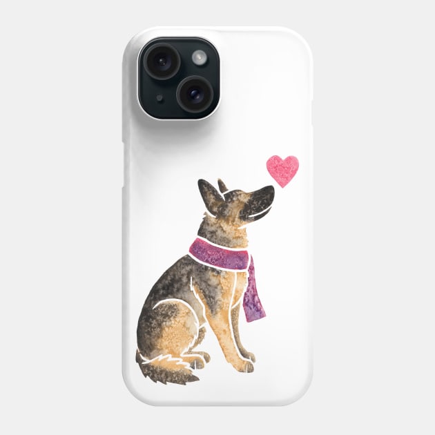 Watercolour German Shepherd Dog Phone Case by animalartbyjess