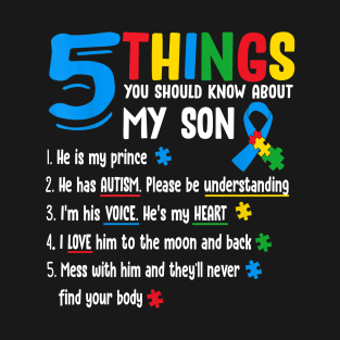 Autistic Son Autism Awareness Support For Mom Dad Parents T-Shirt