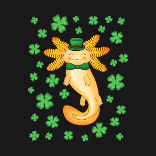 Golden Saint Patrick's day axolotl T-Shirt