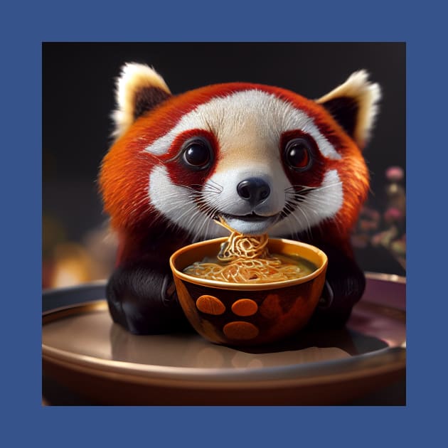 Kawaii Red Panda Eating Ramen by Grassroots Green