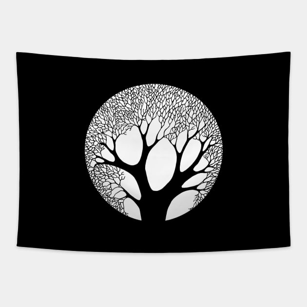 black and white tree design Tapestry by thetreealien