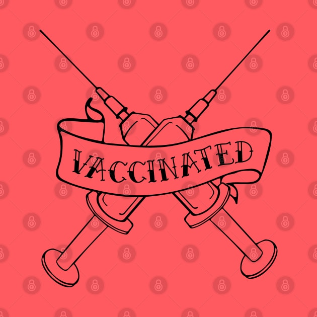 Vaccinated Syringe Simple Line Drawing Design by Huhnerdieb Apparel