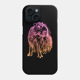 Pink and orange neon ombre capybara Phone Case