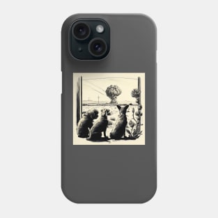 Dogs watching nuclear blast retro Phone Case