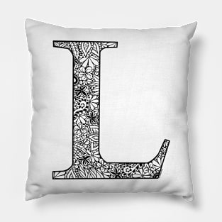 Floral  Letter Capital L Pillow