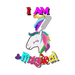 unicorn 7th birthday: I am 7 and magical T-Shirt