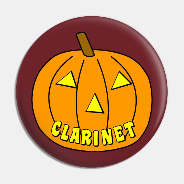 Clarinet Halloween Pumpkin Pin by Barthol Graphics