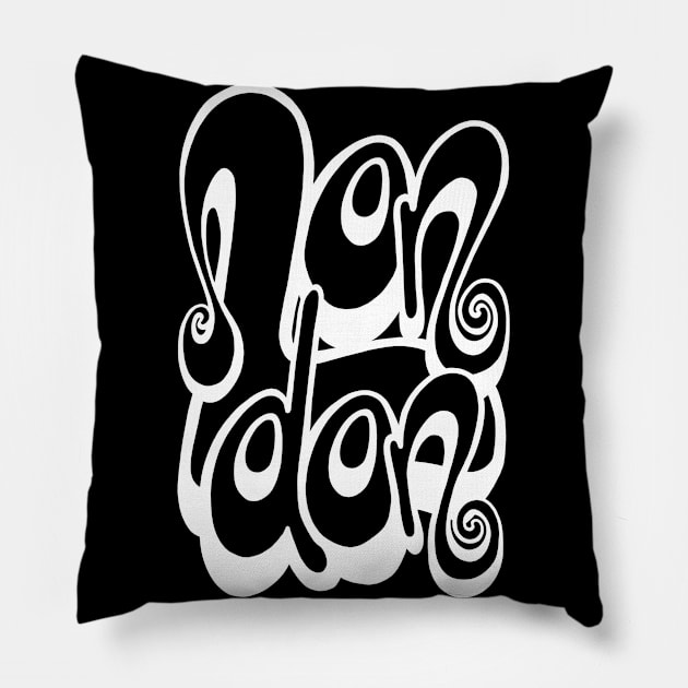 London lettering art - chalkboard black and white Pillow by BigNoseArt