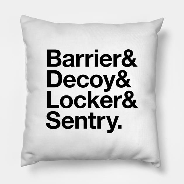 Gears Of War Helvetica Light: Barrier Decoy Locker Sentry Pillow by Vincent Garguilo