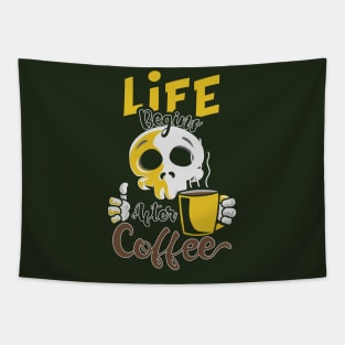 Life Begins After Coffee Tapestry