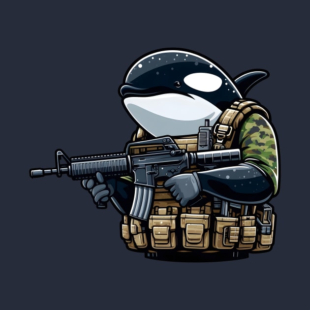 Tactical Orca Majesty Tee: Where Strength Meets Oceanic Elegance by Rawlifegraphic