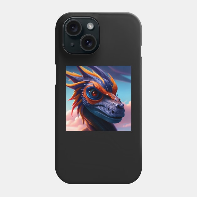 Purple and Orange Scaled Dragon with Red Eyes Phone Case by dragynrain