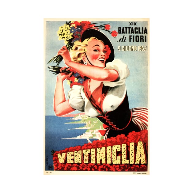 VENTIMIGLIA ITALY Floral Exhibition Festival 1957 Vintage Italian Travel Poster by vintageposters