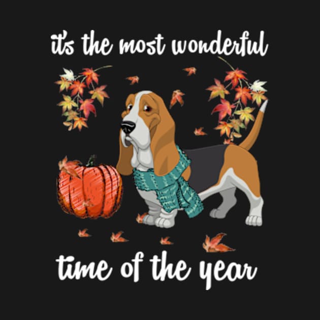 Basset Hound Dog Autumn Fall Most Wonderful Time Maple Gift by AstridLdenOs