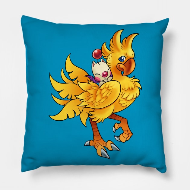 Chocobo n Moogle Pillow by KaceyMeg