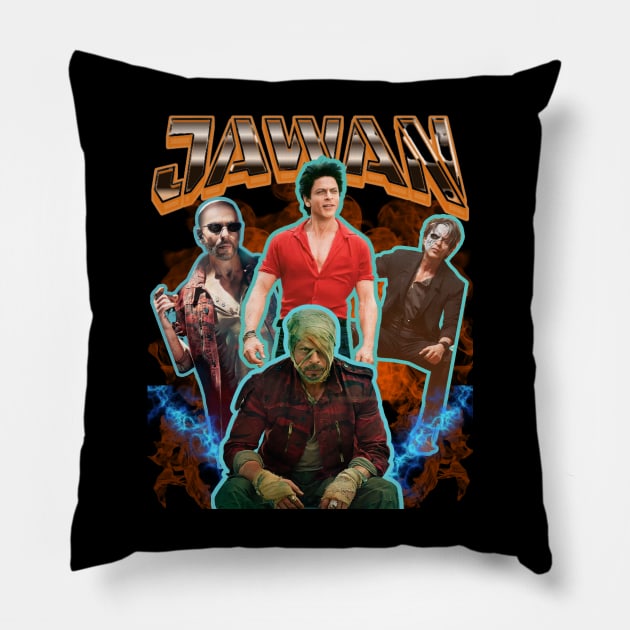 Jawan movie, Shahrukh Khan, 90s Vintage style tshirt, Bootleg style, SRK, King Khan Pillow by Swag Like Desi