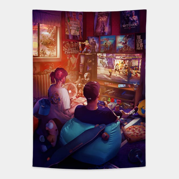 Playstation 4 Era Tapestry by Rachid Lotf