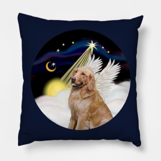 Golden Retriever Angel and Star Studded Sky Pillow