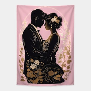 Vintage Valentine's:A Couple's Vintage Embrace - Valentine's Day Tapestry