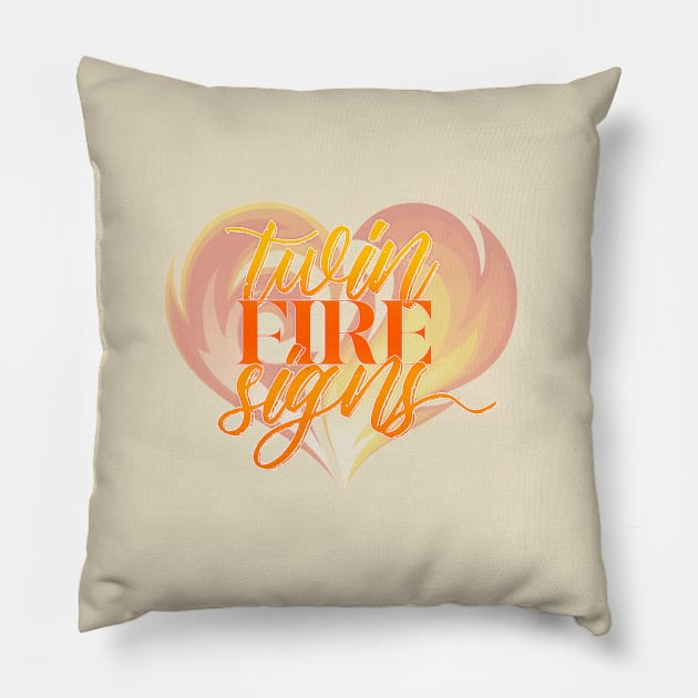 twin fire signs Pillow by dinah-lance