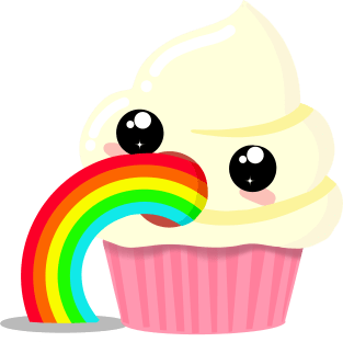 Kawaii Puking Rainbow Cupcake Emoji Magnet