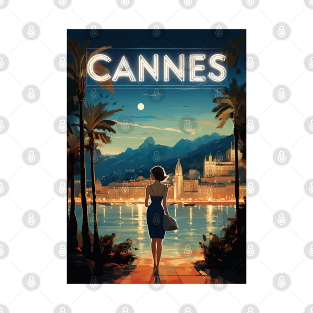 Cannes de nuit - poster - Affiche by Labonneepoque