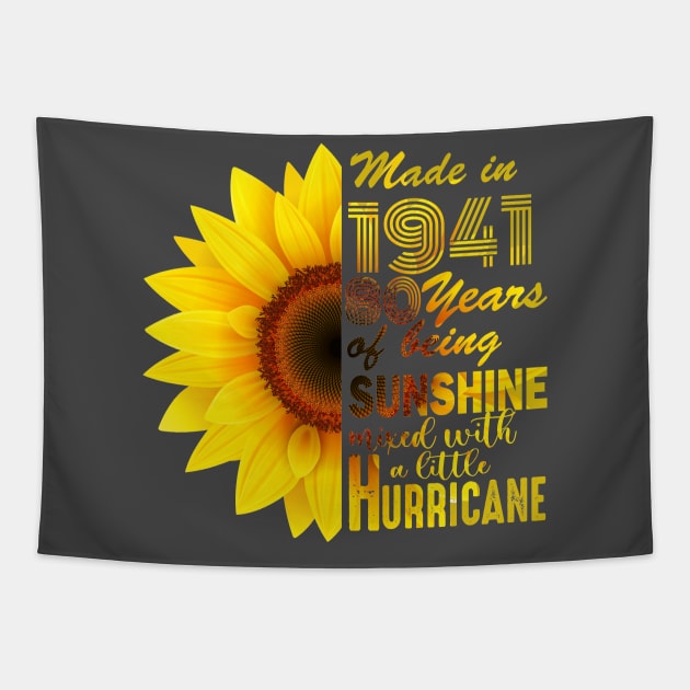 Vintage 1941 Sunflower 80th Birthday Awesome Gift Tapestry by Salt88