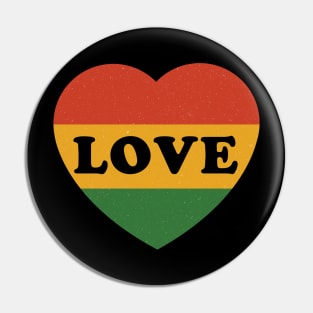 LOVE Black History, Africa Inspired Heart, African American Pride Pin