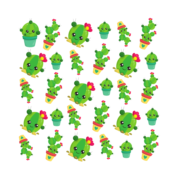 Cute Cactus, Green Cactus, Cactus Pattern by Jelena Dunčević