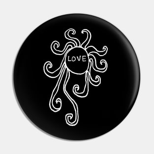Artistic Hand-drawn Sun Design Love Text Black and White Graphic Pin