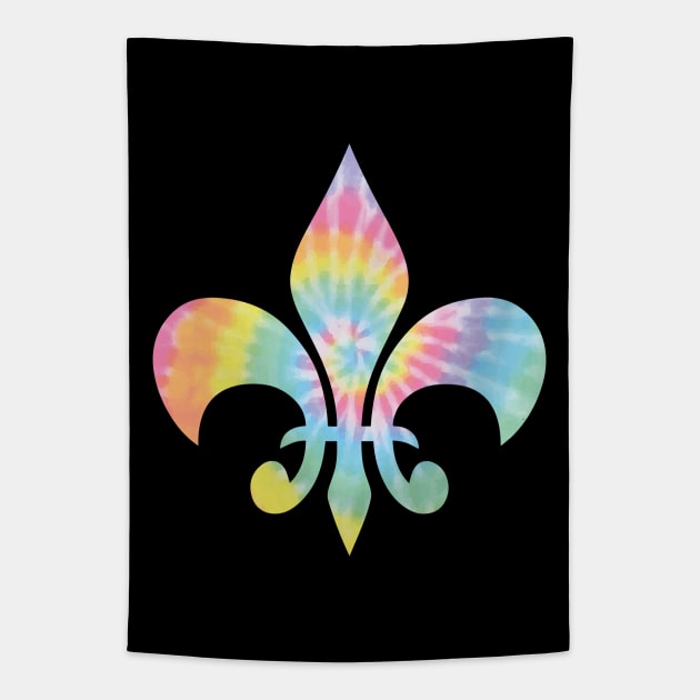 Pastel Tie Dye Fleur de Lis Tapestry by aterkaderk