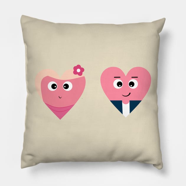 Mister and Miss heart Valentine's Day love print Pillow by LiliMagic