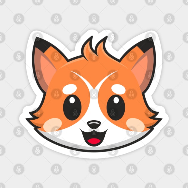 Cute Kawaii Fox Face Illustration Magnet by Art-Jiyuu