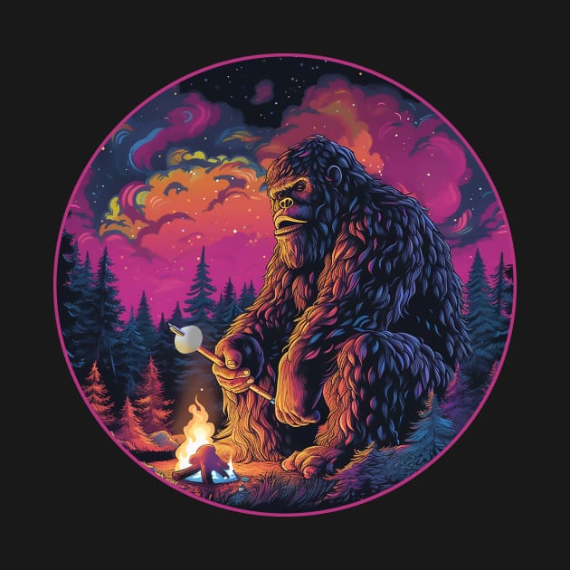 Bigfoot Roasting a Marshmallow by DavidLoblaw