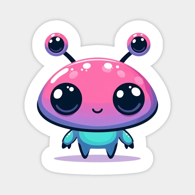 Cute Alien With Big Pink Head Magnet by AhmedPrints