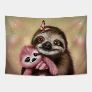 Sloths cuddles Tapestry