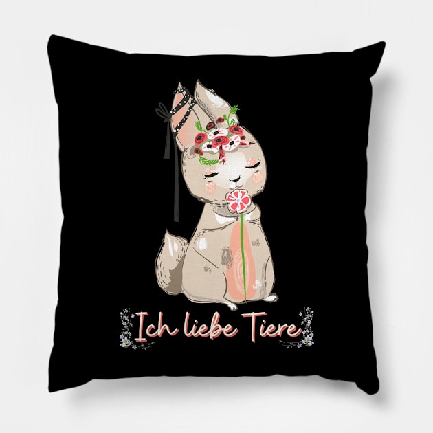 Hase Schleife Liebe Tiere Prinzessin Blumen Süß Pillow by Maggini Art