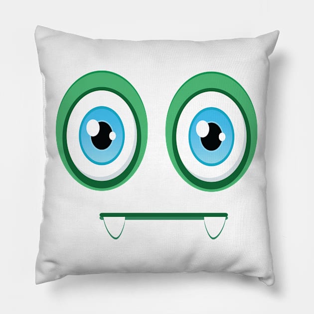 One Eyed Green Monster Cute Bigfoot Monsters Pillow by ProjectX23 Orange