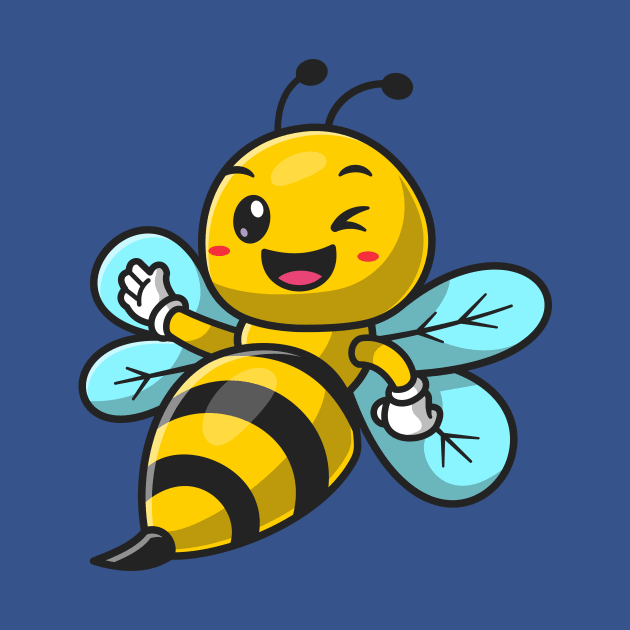 Cute Bee Waving Hand Cartoon by Catalyst Labs